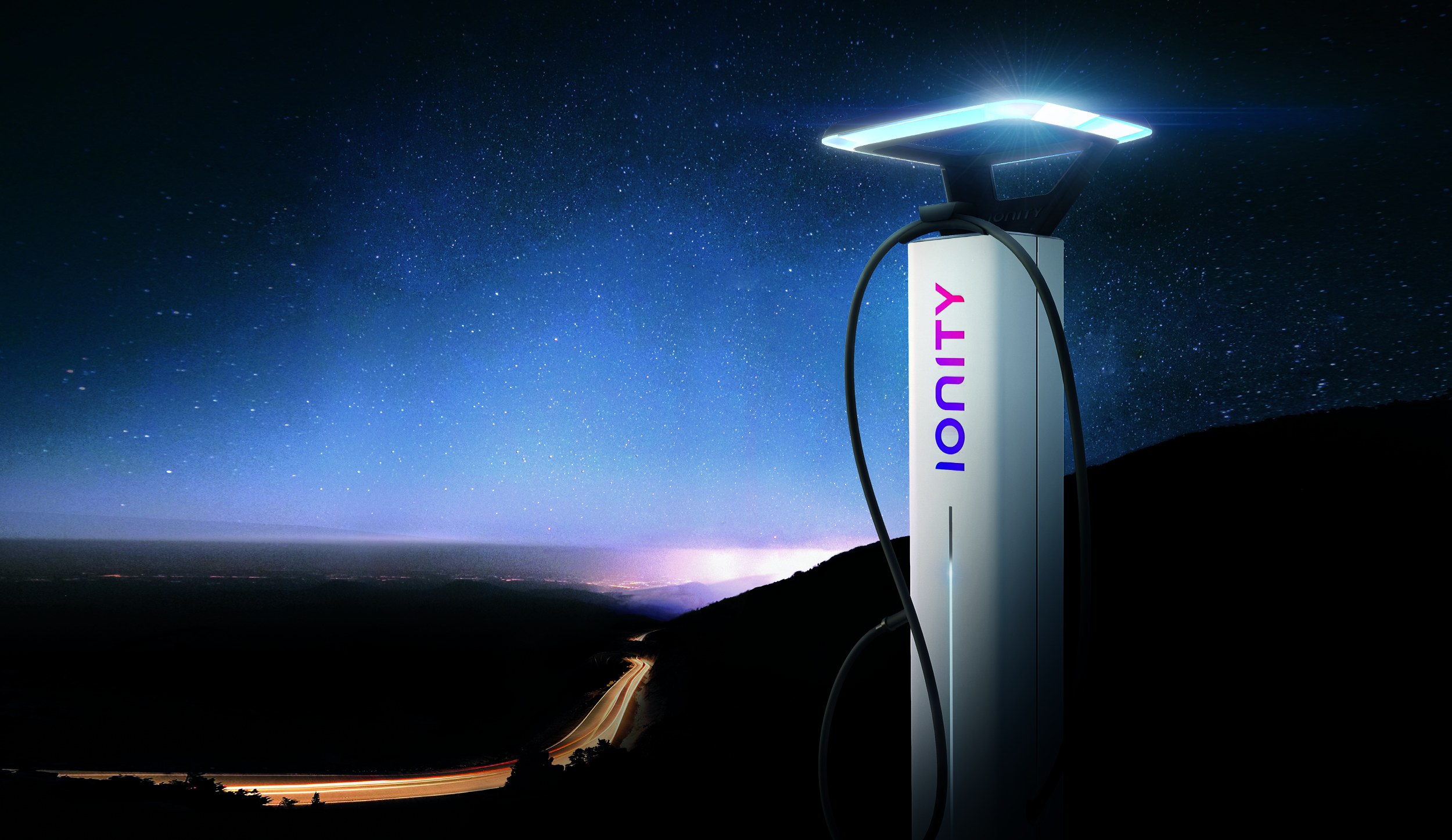 ionity charging station by night